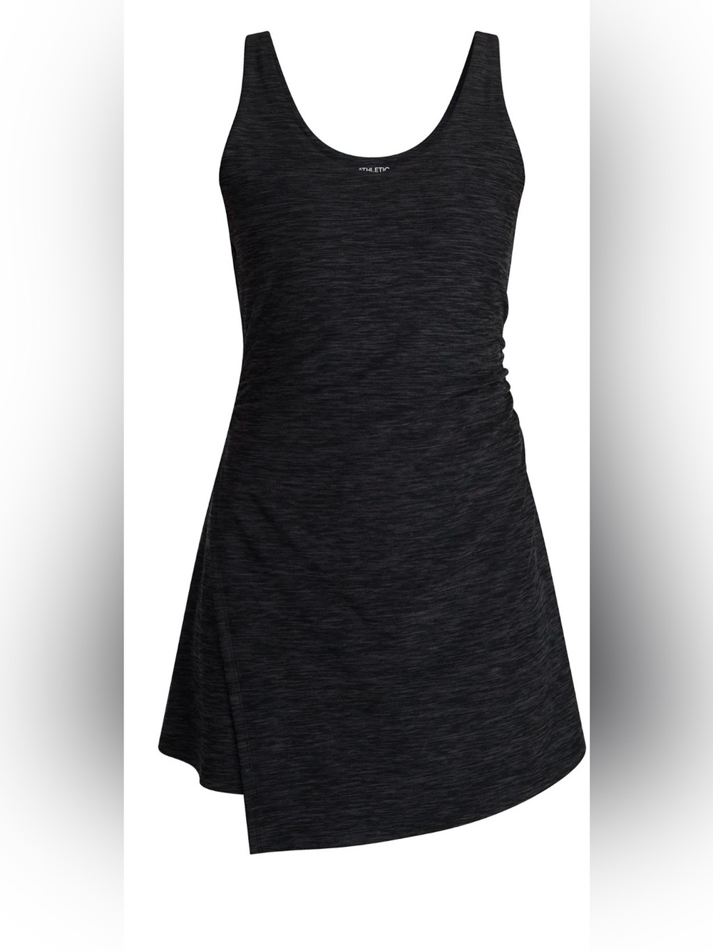 Athletic Works Black Heather Ruched One-Piece Swim Dress XL (16-18)